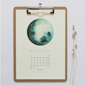 Kalender mit Mondaqaurellen 2023, DIN A4, Mondkalender- SANS.