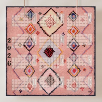 Fine Art Wandkalender 2026 Babouche pastellrosa / kilim
