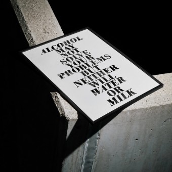 Handgefertigter Linoldruck: »Alcohol may not solve your problems …«, Limited Edition