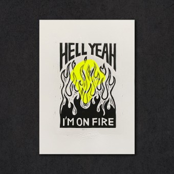 Juliana Fischer - Hell Yeah - Linoldruck - Neongelb - DIN A4