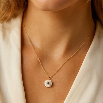 Anoa Kette Blume 925 Sterling Silber 14K Gold