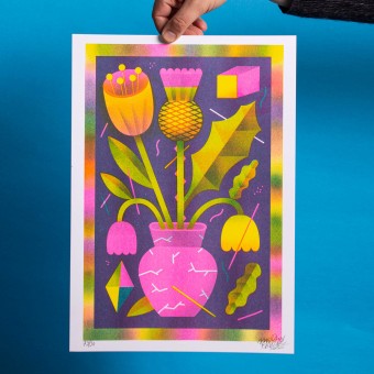Martin Krusche - Rispographie »Blumenstrauss mit Distel«, 29,7x42cm (DINA3)