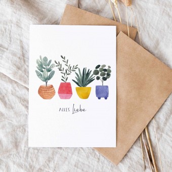 Faltkarte "Alles liebe bunte Blumentöpfe" | Paperlandscape