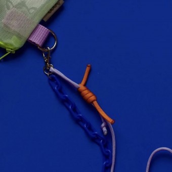 Verstellbare Kette – Acryl & Paracord (mit optionalem Handy-Halter) - Blau & Orange– Pikto3000
