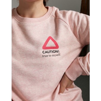 stahlpink – "CAUTION - true to myself" - nachhaltiger Sweater in rosa-meliert