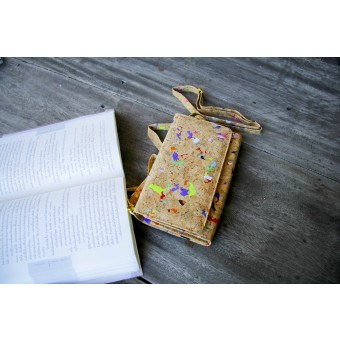 Schultertasche damen / Clutch aus Kork mit Farb-Akzenten BY COPALA