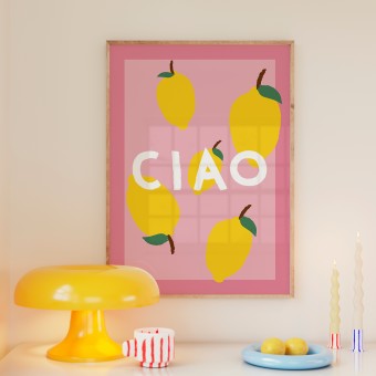 vonSUSI Fine Art Poster mit Zitrone "Ciao", Din A4-A1