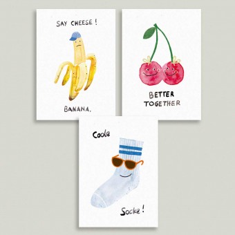 Farina Kuklinski • 3er Postkarten Set • Coole Socke