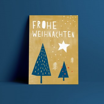 Designfräulein // Weihnachtskarte // Frohe Weihnachten gelb