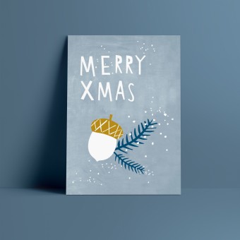 Designfräulein // Weihnachtskarte // Merry Xmas blau