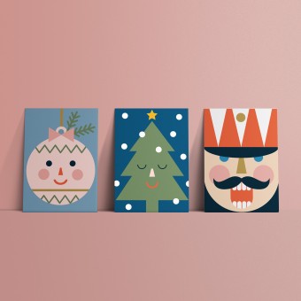 Designfräulein // Weihnachtskarten »Funny Faces Tannenbaum« // Postkartenset // 3er-Set