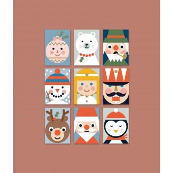 Designfräulein // Weihnachtskarten »Funny Faces Nussknackerbande« // Postkartenset // 9er-Set