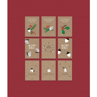 Designfräulein // Weihnachtskarten // Kraftkarton // 9er-Set