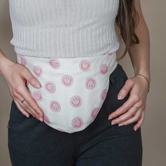 Wärmekissen mit Körnern gefüllt für den Bauch zum umbinden "Smiley Pink" – Tochter von Walter