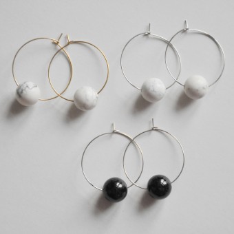 nahili CREOLEN "simple" Ohrringe Marble Dots Naturstein Marmor oder Howlith
