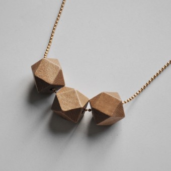 nahili KETTE "golden geometric wood" geometrische, minimale Holzkette (gold, silber oder bronze)