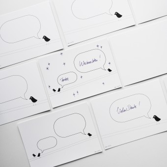 nahili 10er-Set POSTKARTEN "birds", Grußkarten mit Sprechblase für alle Anlässe Weihnachten, Geburtstag oder Schöne Grüße