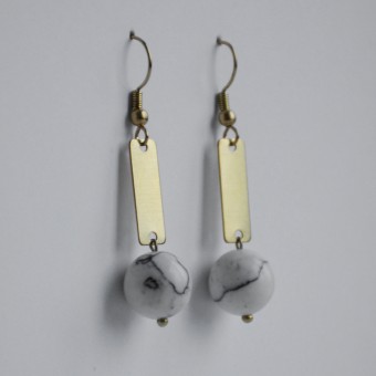 nahili OHRRINGE aus Messing "Marble Quadro" Ohrschmuck Naturstein Marmor oder Howlith