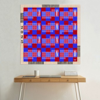 Jahresplaner 2025 Karo rotblau / kilim