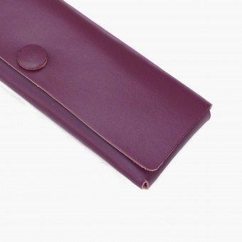 EINFACHDESIGN Stiftemäppchen, Lederetui, Mäppchen, kleine Ledertasche aus vegetabil gegerbtem Leder, aubergine