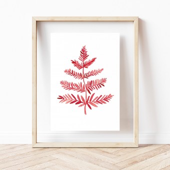 Paperlandscape | Kunstdruck "Farnblatt rot" | Art Print | Poster Farn | Pflanzen