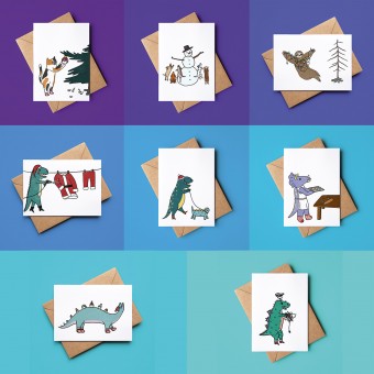 The Naughty District - Lustiges Weihnachtskarten Set »Spirit Animals und Dinos«