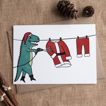 The Naughty District - Weihnachtskarte »Dino am Rande der Weihnachtsmood«
