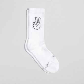 Fyngers - PEACE weiße Tennissocke aus Biobaumwolle