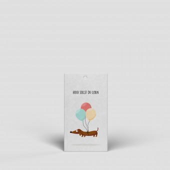 Kleiner Geschenkanhänger - Dackel Luftballons - Nr. 153 - Naturbedacht