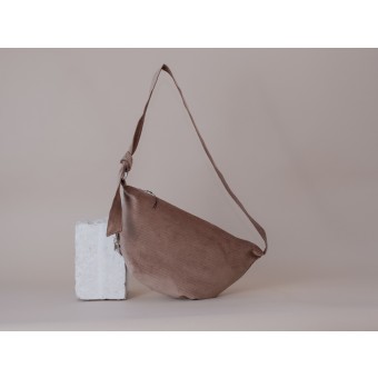 ZACAMO – Halbmondtasche • Cord • greigebraun