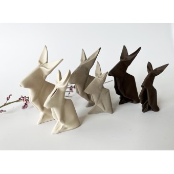 moij design Hasen aus Keramik - filigrane Origami Hasen Set als Osterdeko aus Keramik