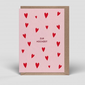 Klappkarte - Hochzeitskarte - Herzen zur Hochzeit - Nr. 288 - Naturbedacht