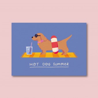 Hot Dog Summer Dachshund / Postkarte A6 / Svea Hansohn Illustration