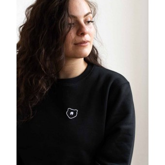 Stadtliebe® | Berlin Sweatshirt mit gesticktem „Bär“ Schwarz 100% Bio-Baumwolle
