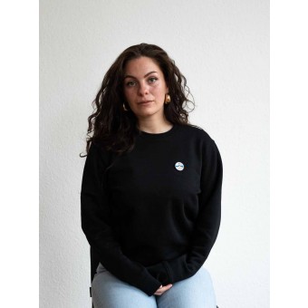 Stadtliebe® | Nordsee Sweatshirt mit gesticktem „Leuchtturm“ Schwarz 100% Bio-Baumwolle
