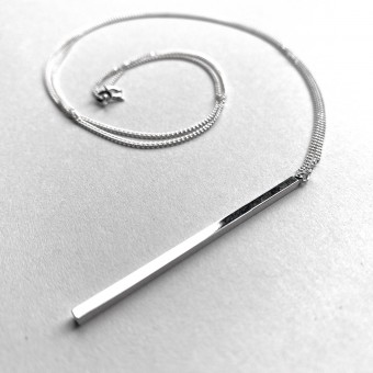 nahili KETTE UNIKAT "minimal Stäbchen" mit silberner langer oder kurzer Gliederkette - 925 Silber