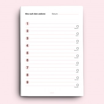stahlpink – to-do-Block “Eins nach dem anderen”