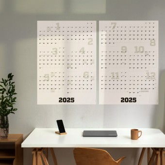 2-teiliger Wandkalender 2025, hoch oder quer, A1, mit passenden Klebezetteln // sperlingB.design