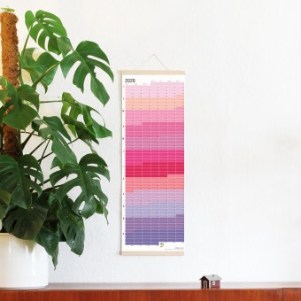 Wandkalender 2026 „Pink-Rosé-Violett“ Jahresplaner | Limited Edition | 100% Recyclingpapier | Deutsch-Englisch | Rückseite „Pastell-Türkis“