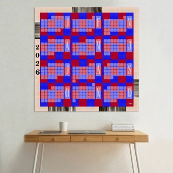 Jahresplaner 2026 Karo rotblau / kilim