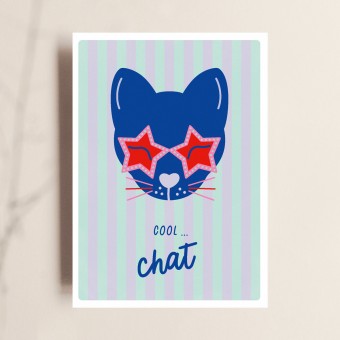 Karte "Cool Chat", Grußkarte mit Illustration für Katzenliebhaber:innen, TANTE TIA
