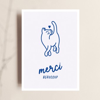 Karte "Merci Beucoup", Dankekarte für Katzenliebhaber:innen, TANTE TIA