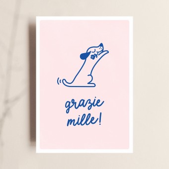 Postkarte, Grazie Mille!, Hundekarte, TANTE TIA