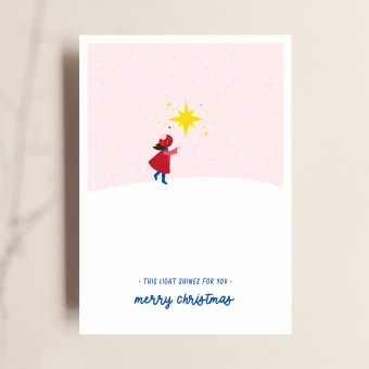 Postkarte, Weihnachten, Merry Christmas, This Light Shines For You, TANTE TIA
