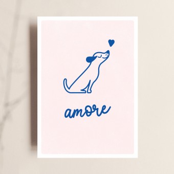 Postkarte, Amore, Liebe, Hundekarte, TANTE TIA