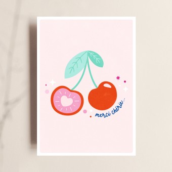 Postkarte, Merci Cherie, Dankekarte, TANTE TIA
