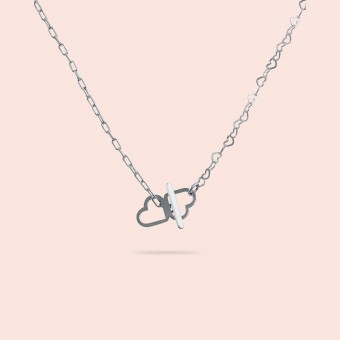related by objects - just hearts extended necklace - 925 Sterlingsilber weiß rhodiniert