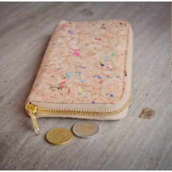 Kork Portemonnaie / Brieftasche mit Farb-Akzenten und Zipper BY COPALA