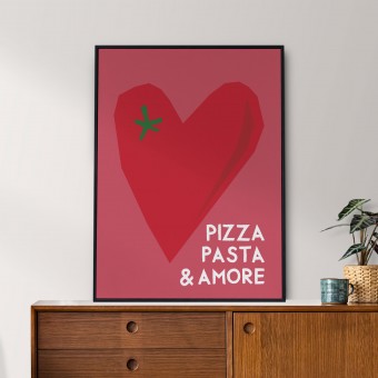 vonSUSI Fine Art Poster mit Herz "Pizza Pasta & Amore", Din A4-A1