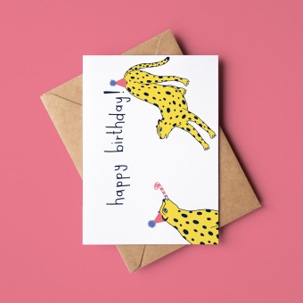 The Naughty District - Geburtstagskarte mit Umschlag »Party Leoparden«